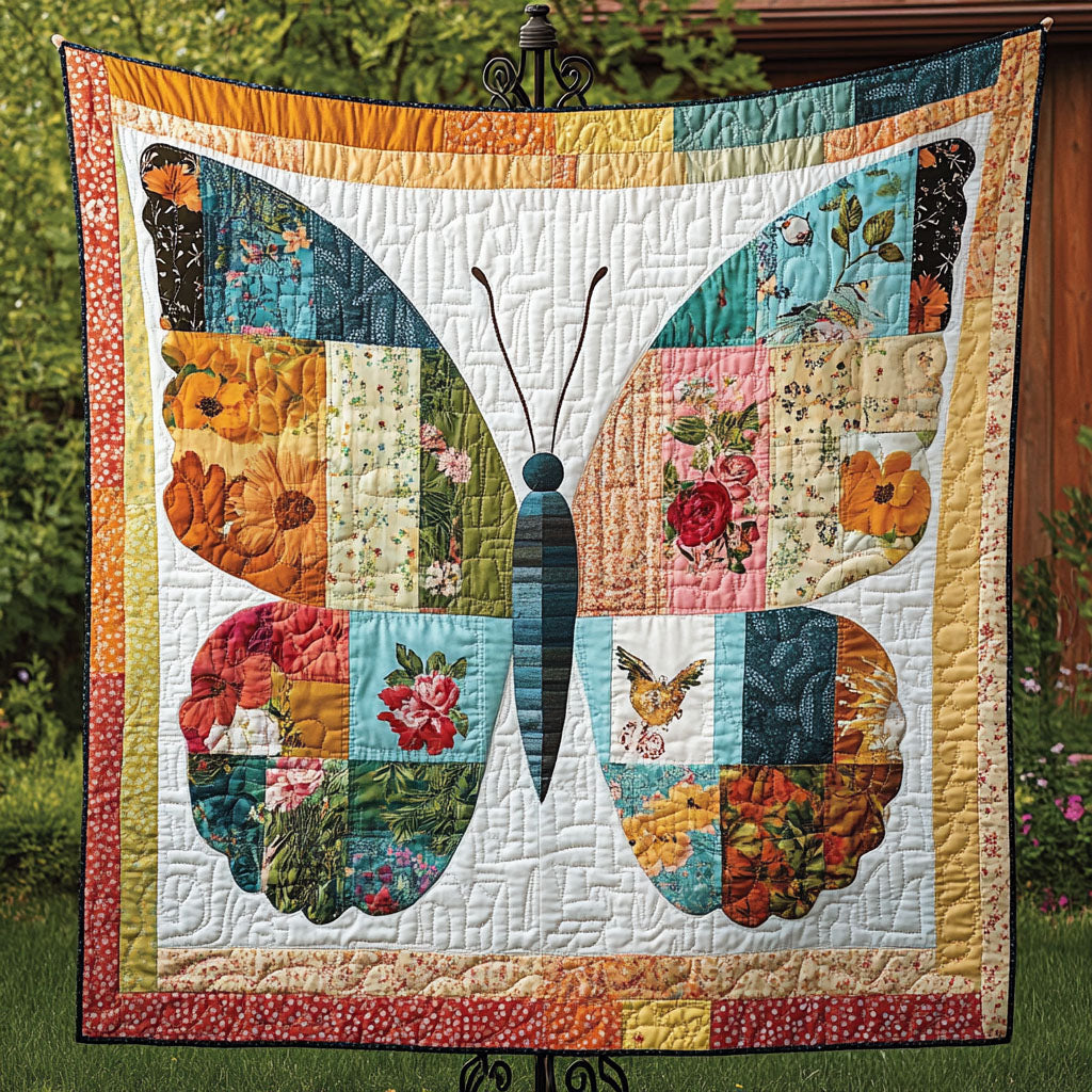 Garden Wings Quilted Blanket Cute Colorful Blanket Butterfly Theme Gifts Christmas Garden Wings Quilted Blanket Cute Colorful Blanket Butterfly Theme Gifts Christmas