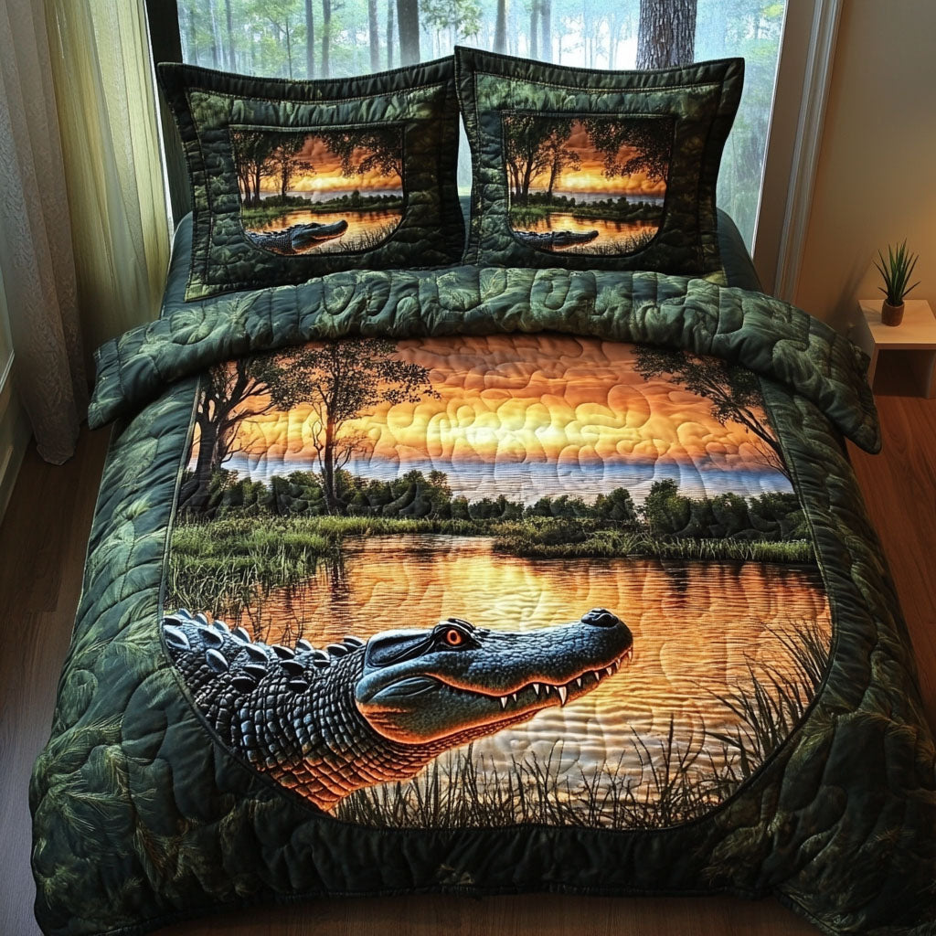 Gator Watch Quilted Bedding Set Duvet Cover Bed Sheet Set Gifts For Alligator Lovers Gator Watch Quilted Bedding Set Duvet Cover Bed Sheet Set Gifts For Alligator Lovers