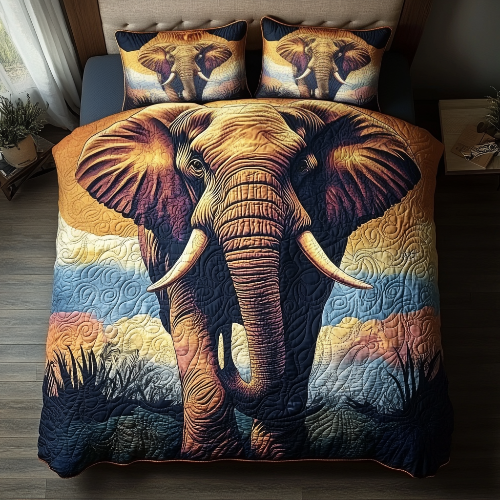 Gentle Elephant Quilted Bedding Set Duvet Cover Bedspreads Best Unique Gifts For Elephant Lovers