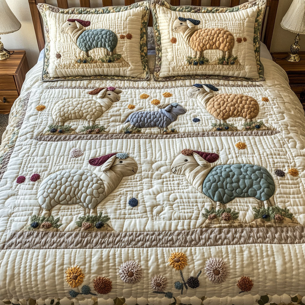 Gentle Fleece Quilted Bedding Set Duvet Cover Bed Sheet Set Sheep Themed Gifts Gentle Fleece Quilted Bedding Set Duvet Cover Bed Sheet Set Sheep Themed Gifts