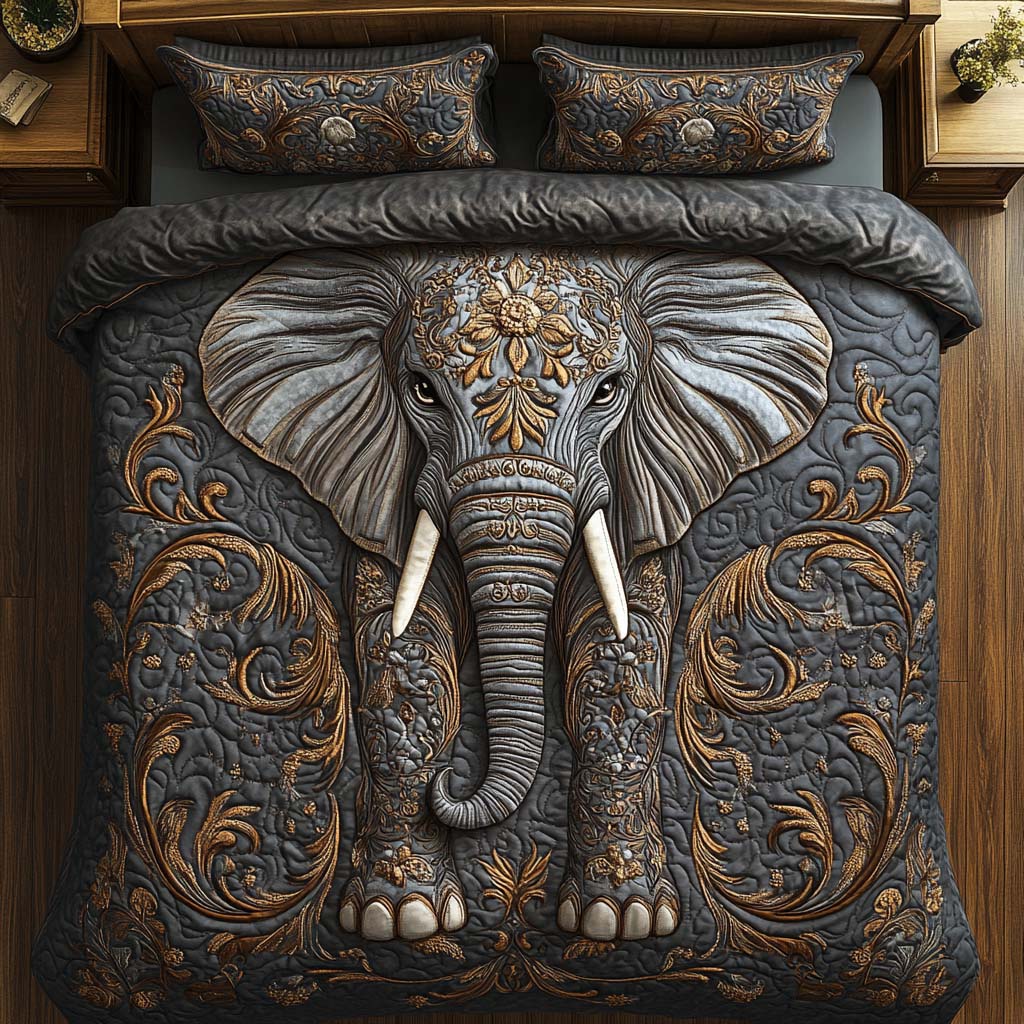 Gentle Giant Quilted Bedding Set Duvet Cover Bed Sheet Set Elephant Anniversary Gifts Gentle Giant Quilted Bedding Set Duvet Cover Bed Sheet Set Elephant Anniversary Gifts