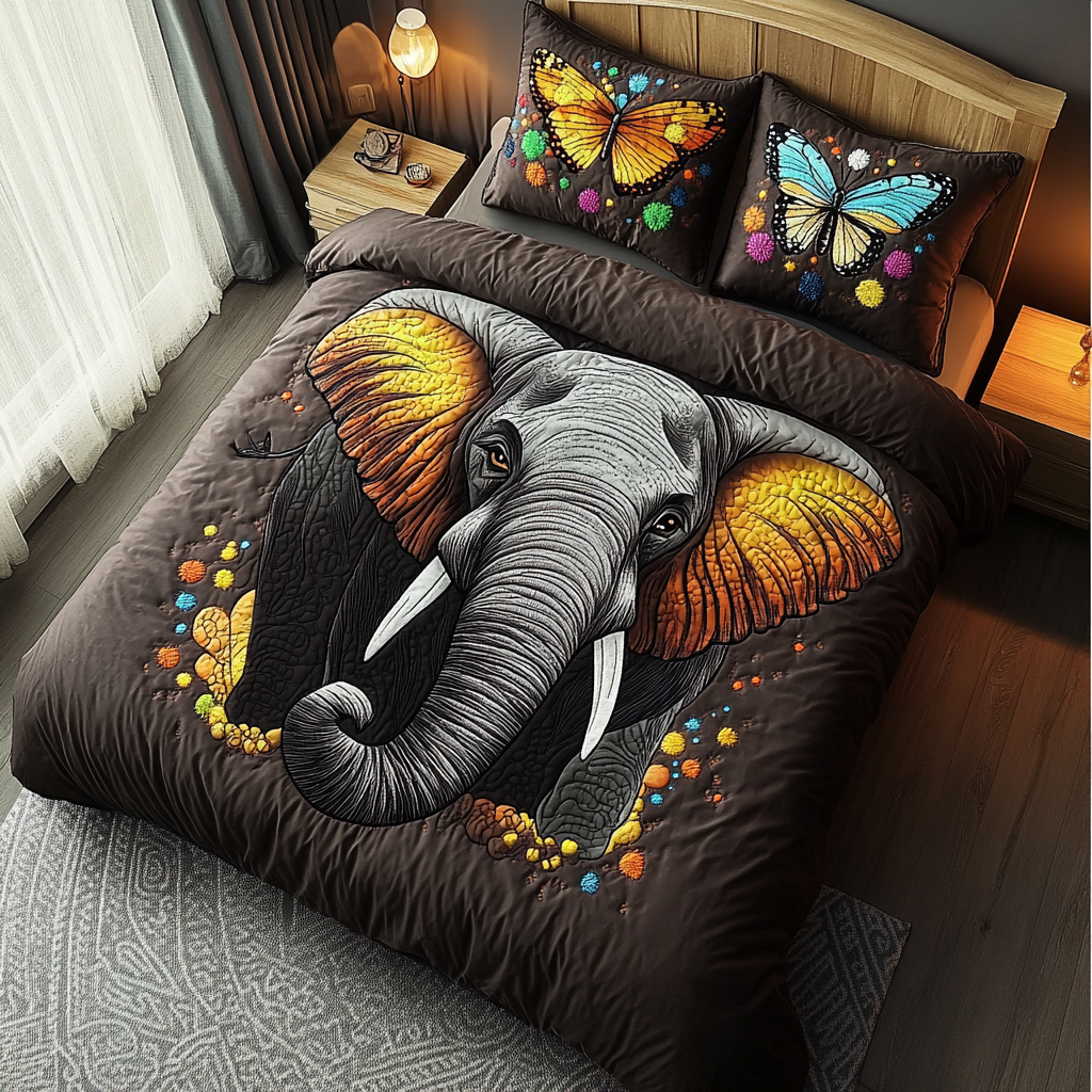 Gentle Giant Quilted Bedding Set Duvet Cover Bedspread Christmas Presents For Elephant Lovers Gentle Giant Quilted Bedding Set Duvet Cover Bedspread Christmas Presents For Elephant Lovers