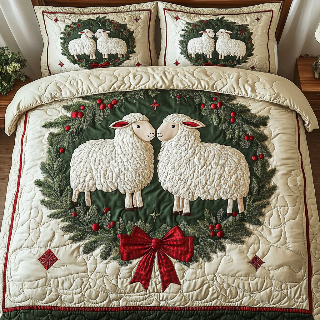 Gentle Lamb Quilted Bedding Set Duvet Cover Merch Faith Gifts For Him Gentle Lamb Quilted Bedding Set Duvet Cover Merch Faith Gifts For Him