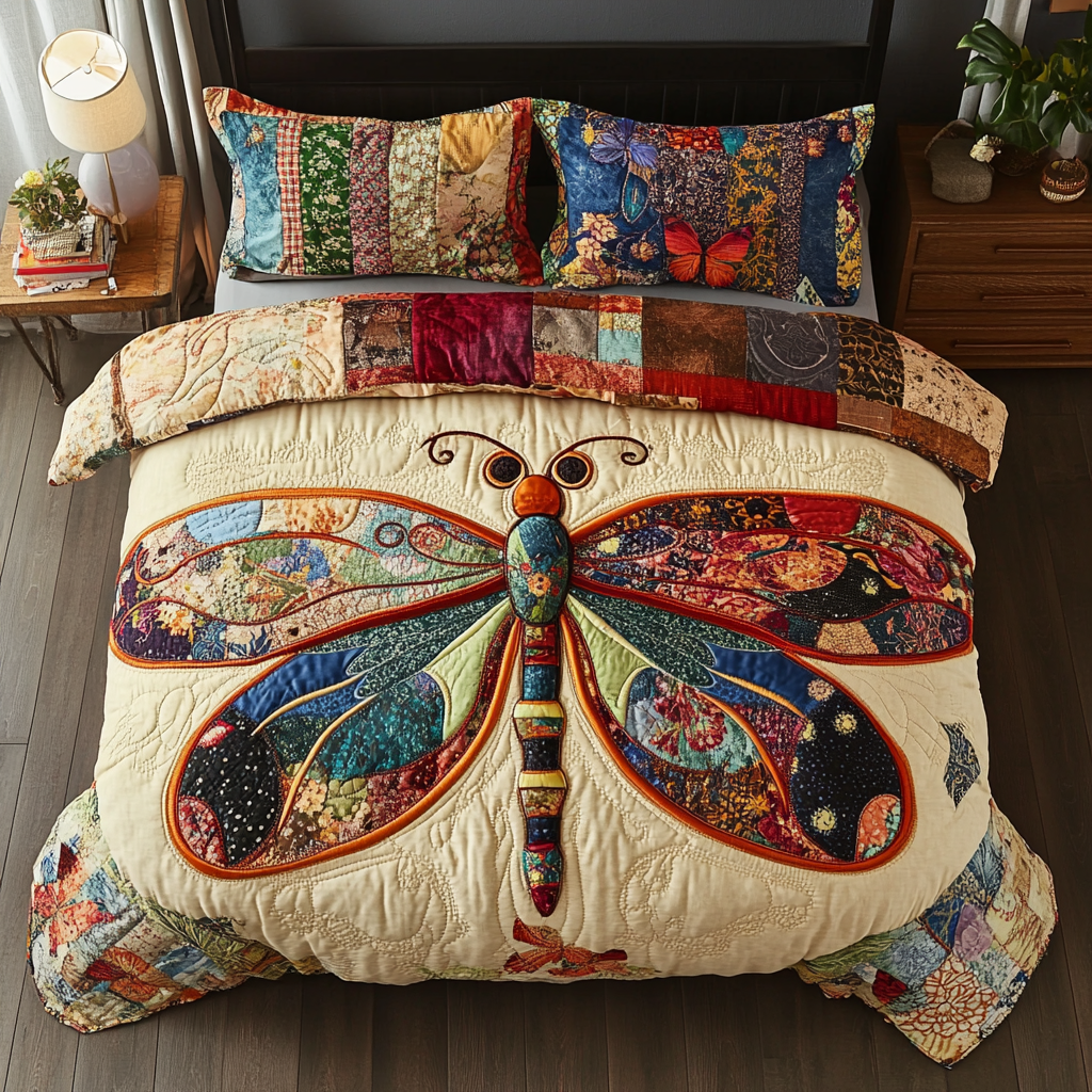 Gentle Soar Quilted Bedding Set Duvet Cover Merch Best Dragonfly Gifts For Mom