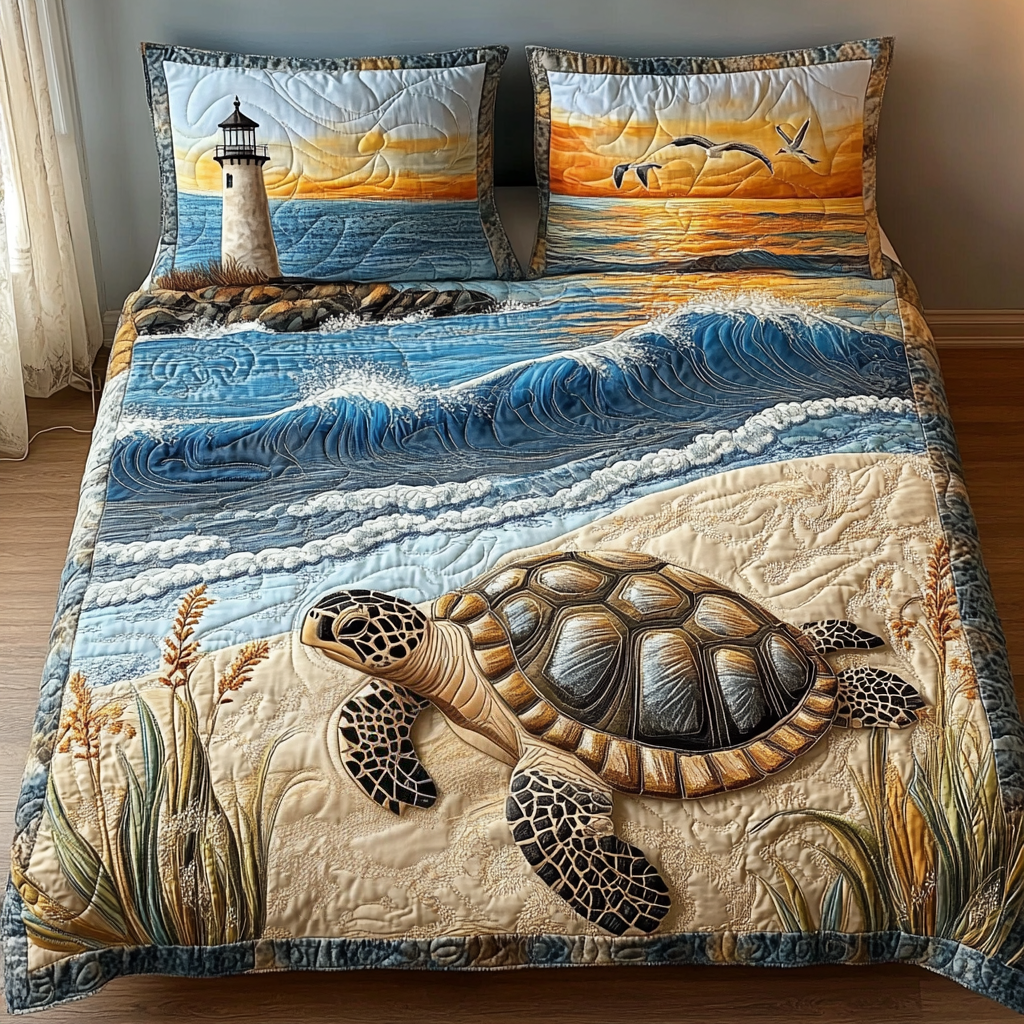 Gentle Tides Quilted Bedding Set Duvet Cover Bed Sheet Set Turtle Gifts For Husband Gentle Tides Quilted Bedding Set Duvet Cover Bed Sheet Set Turtle Gifts For Husband