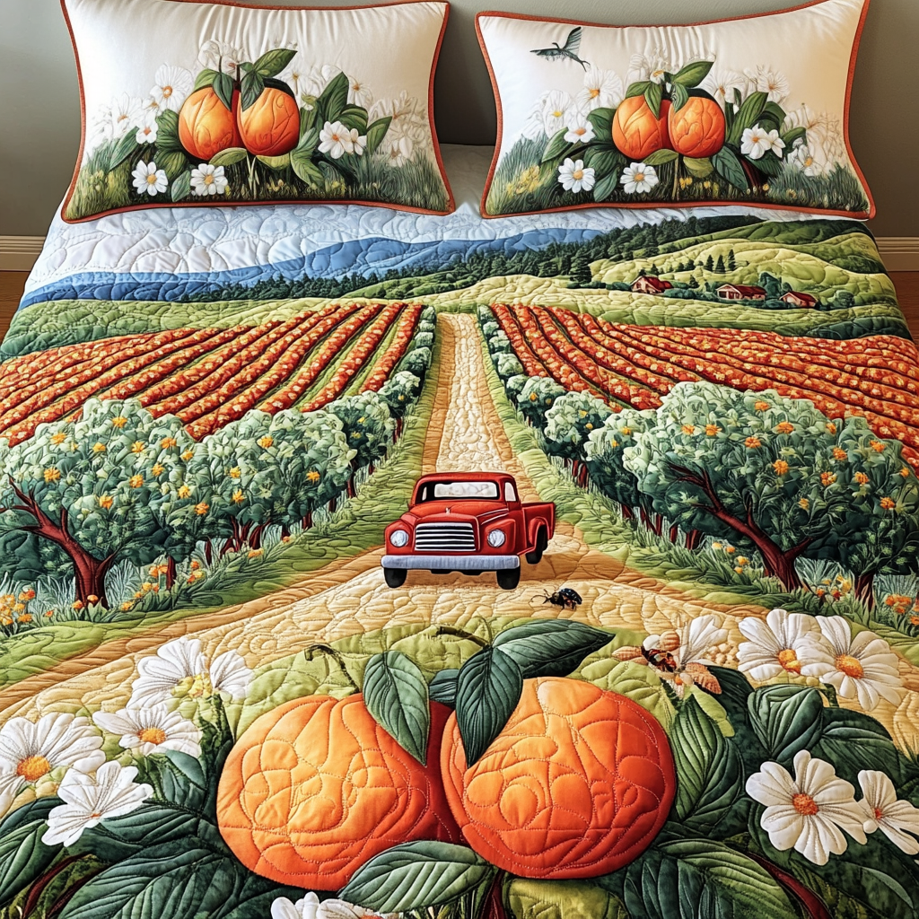 George Peach Fields Quilted Bedding Set Duvet Cover Bedspread Christmas Gifts For Sister From Brother George Peach Fields Quilted Bedding Set Duvet Cover Bedspread Christmas Gifts For Sister From Brother