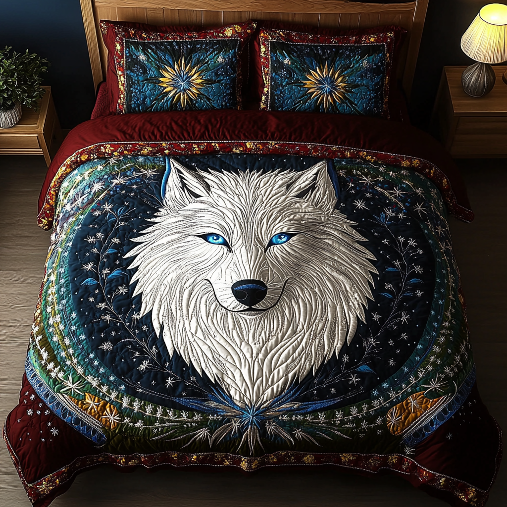 Ghost Wolf Quilted Bedding Set Duvet Cover Merch Wolf Gifts For Women Ghost Wolf Quilted Bedding Set Duvet Cover Merch Wolf Gifts For Women