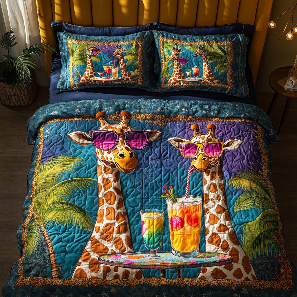 Giraffe Dream Quilted Bedding Set Duvet Cover Bed Sheet Set Giraffe Gifts For Him Giraffe Dream Quilted Bedding Set Duvet Cover Bed Sheet Set Giraffe Gifts For Him