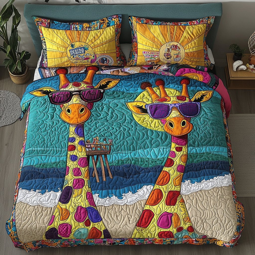 Giraffe Horizon Quilted Bedding Set Duvet Cover Bed Sheet Set Best Giraffe Gifts Giraffe Horizon Quilted Bedding Set Duvet Cover Bed Sheet Set Best Giraffe Gifts