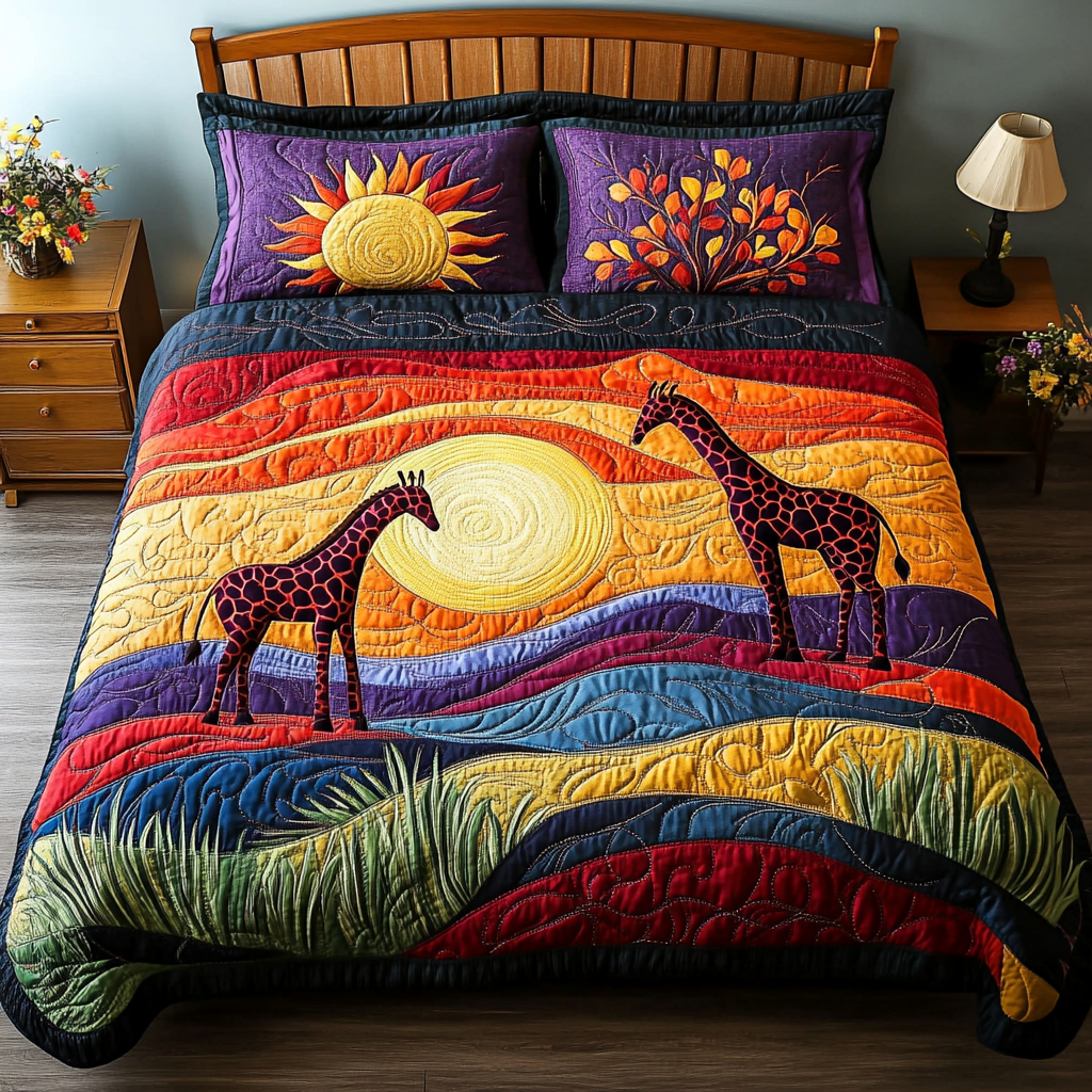 Giraffe Journey Quilted Bedding Set Duvet Cover Bed Sheet Set Giraffe Christmas Gifts Giraffe Journey Quilted Bedding Set Duvet Cover Bed Sheet Set Giraffe Christmas Gifts