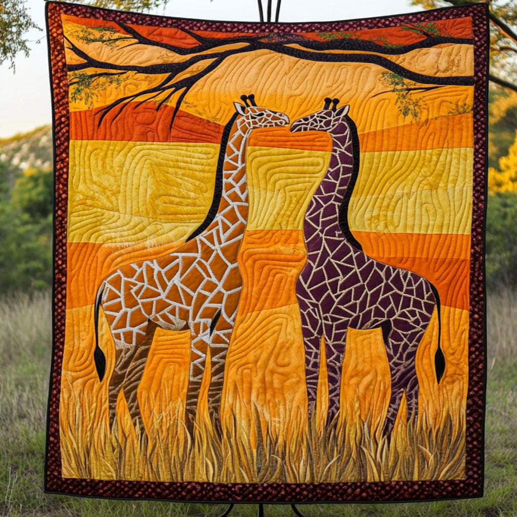 Giraffe Love Sunset Quilted Blanket Cute Colorful Blanket Themed Giraffe Gifts For Her Giraffe Love Sunset Quilted Blanket Cute Colorful Blanket Themed Giraffe Gifts For Her