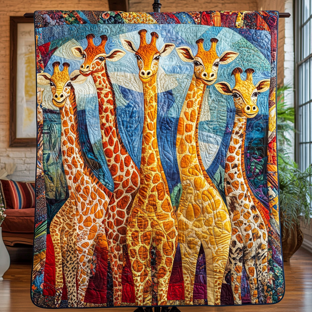 Giraffe Parade Quilted Blanket Nice Throw Blanket Best Gifts For Giraffe Lovers Giraffe Parade Quilted Blanket Nice Throw Blanket Best Gifts For Giraffe Lovers