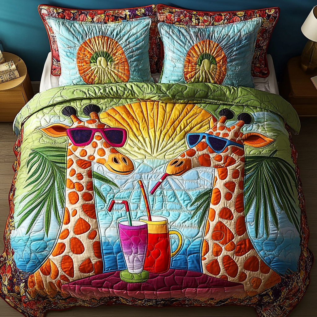 Giraffe Serenade Quilted Bedding Set Duvet Cover Bed Sheet Set Cool Giraffe Gifts Giraffe Serenade Quilted Bedding Set Duvet Cover Bed Sheet Set Cool Giraffe Gifts