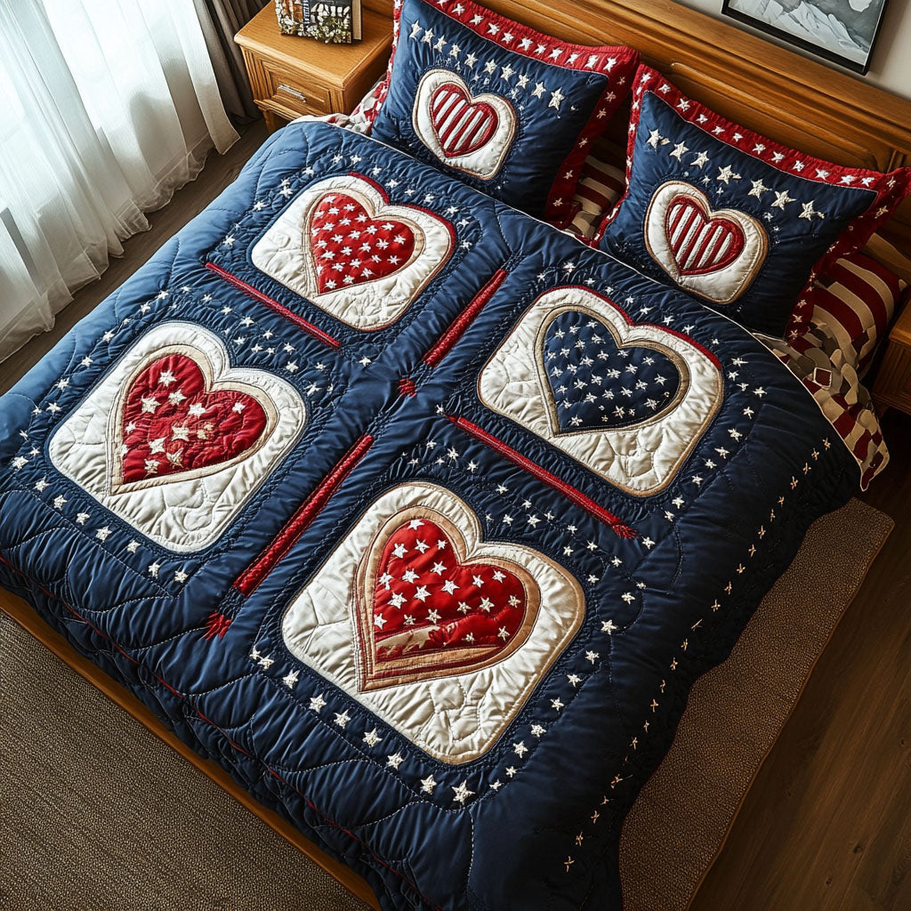 Glory in Red Quilted Bedding Set Duvet Cover Bedspreads Patriotic Novelty Items
