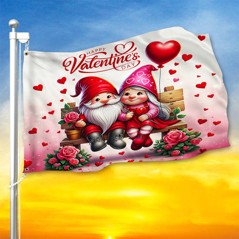 Gnome Couple Happy Valentine's Day Flag Cute Gnome Holiday Flag Valentines Home Decor Gnome Couple Happy Valentine's Day Flag Cute Gnome Holiday Flag Valentines Home Decor