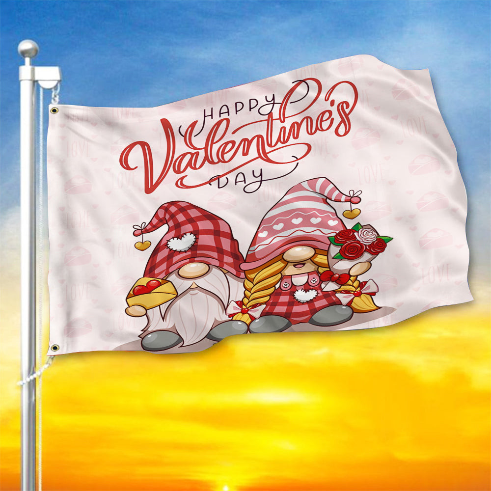 Gnome Couple Valentine's Day Flag Cute Design Gnome Flag Outdoor Valentine Decorations Gnome Couple Valentine's Day Flag Cute Design Gnome Flag Outdoor Valentine Decorations
