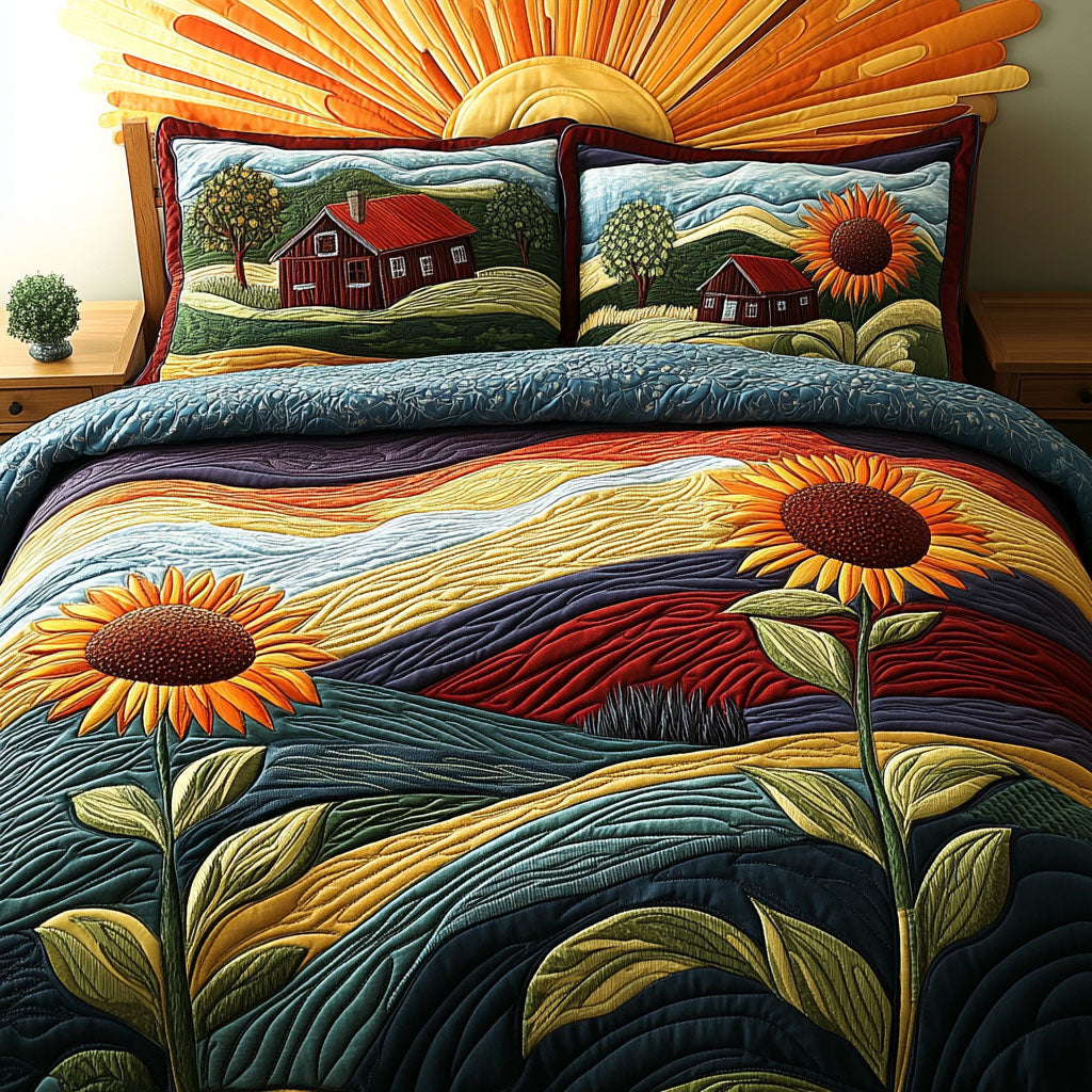 Golden Acres Quilted Bedding Set Duvet Cover Merch Sunflower Birthday Gifts Golden Acres Quilted Bedding Set Duvet Cover Merch Sunflower Birthday Gifts