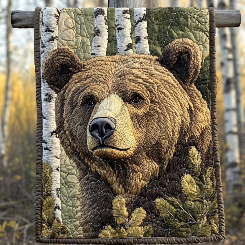 Golden Bear Quilted Blanket Cute Throw Blanket Forest Bear Gifts For Mom Golden Bear Quilted Blanket Cute Throw Blanket Forest Bear Gifts For Mom