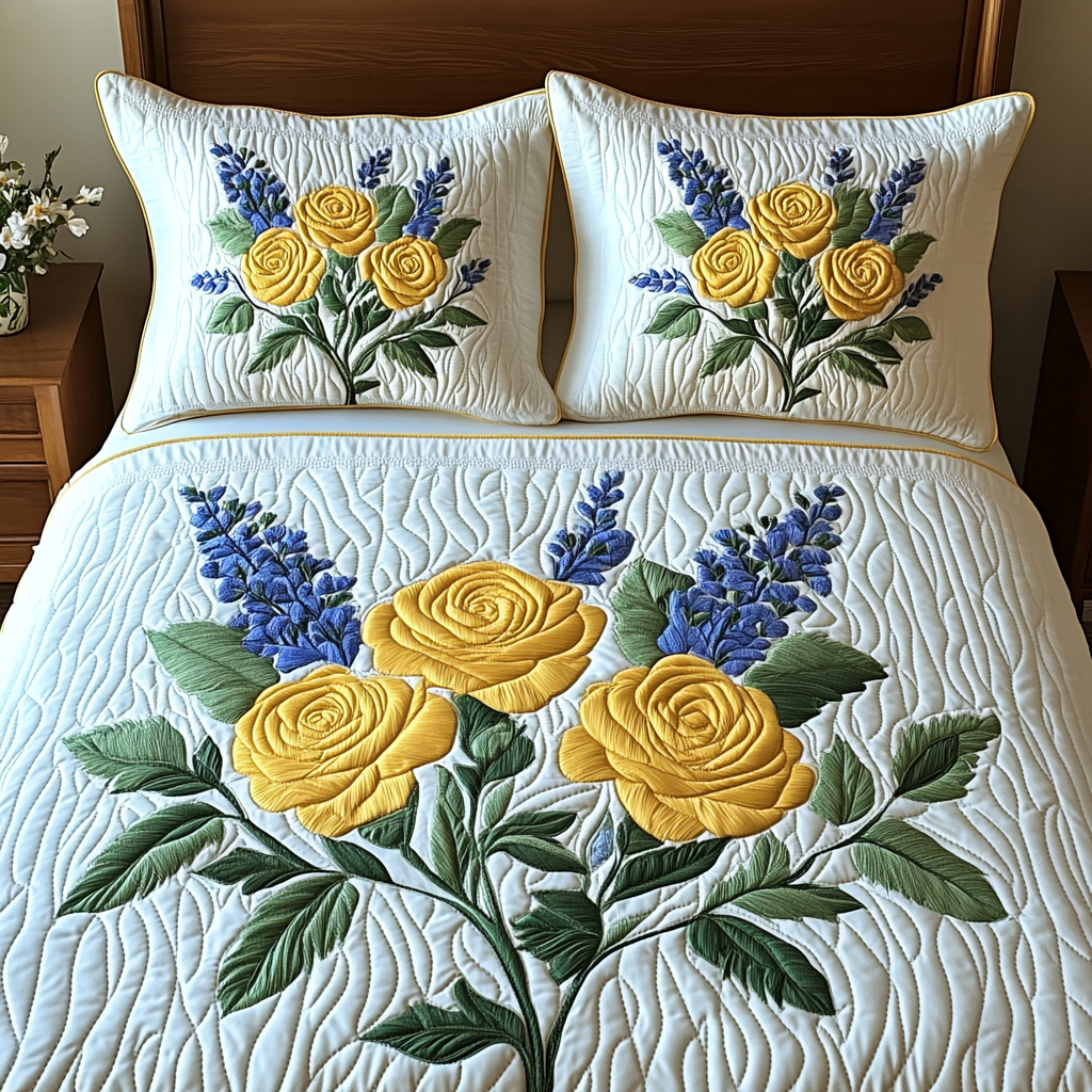 Golden Bloom Quilted Bedding Set Duvet Cover Bedspread Ros Flower Gifts For Ladies Golden Bloom Quilted Bedding Set Duvet Cover Bedspread Ros Flower Gifts For Ladies
