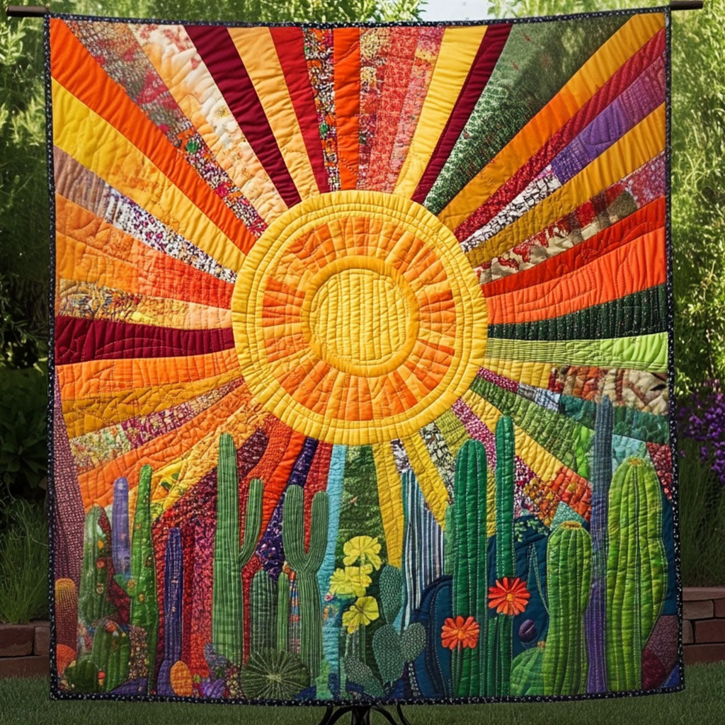 Golden Bloom Quilted Blanket Cute Colorful Blanket Cactus Themed Birthday Gifts Golden Bloom Quilted Blanket Cute Colorful Blanket Cactus Themed Birthday Gifts