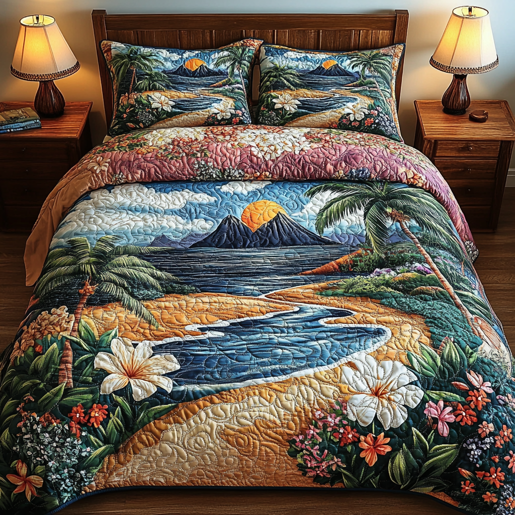 Golden Blooms Quilted Bedding Set Duvet Cover Bedspread Christmas Floral Gifts Golden Blooms Quilted Bedding Set Duvet Cover Bedspread Christmas Floral Gifts