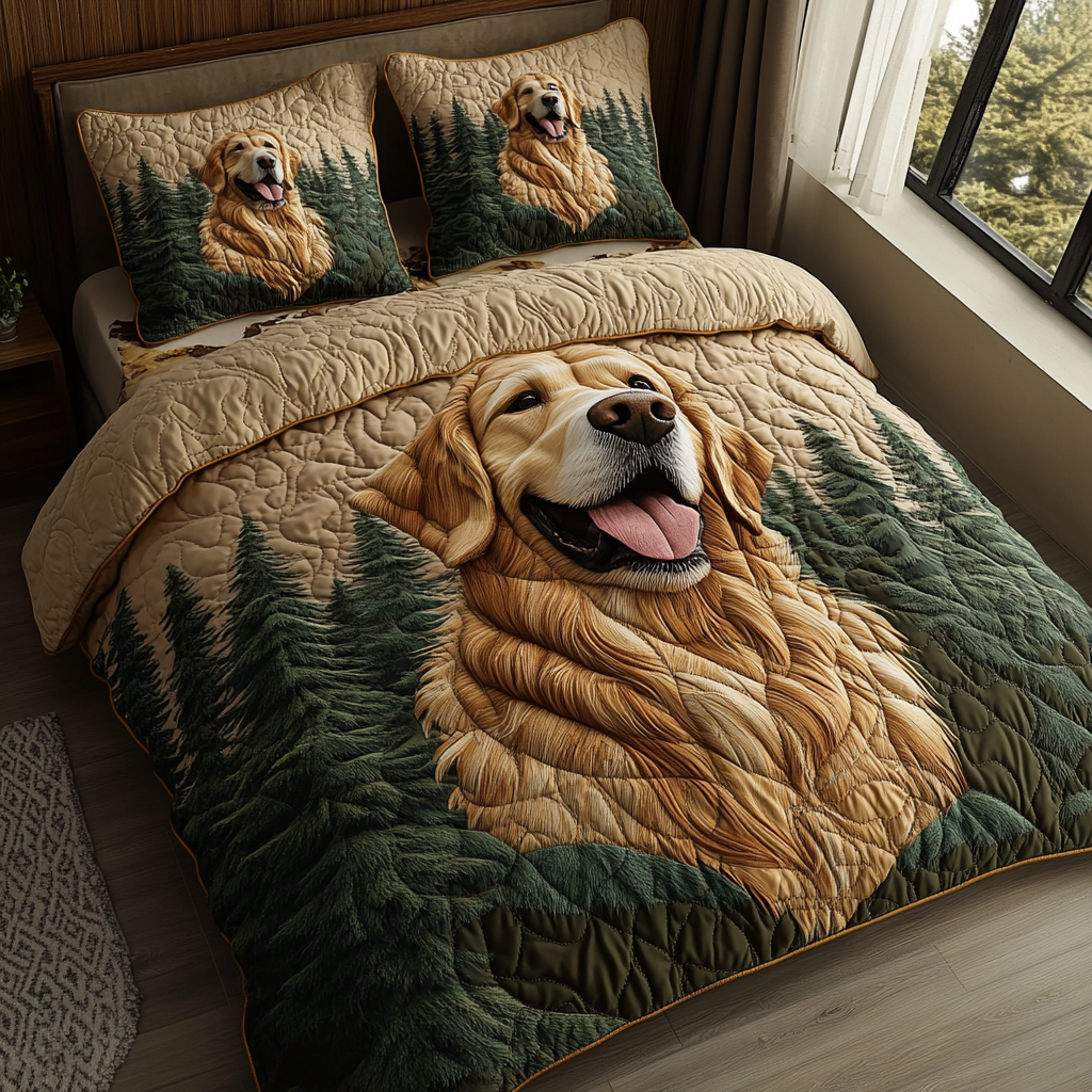 Golden Companion Quilted Bedding Set Duvet Cover Bed Sheet Set Gifts With Golden Retrievers On Them Golden Companion Quilted Bedding Set Duvet Cover Bed Sheet Set Gifts With Golden Retrievers On Them
