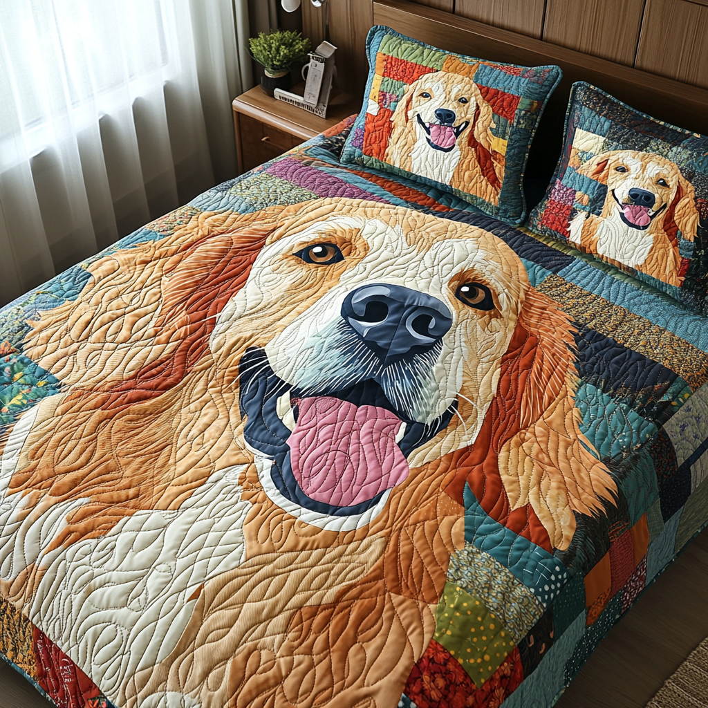 Golden Dreams Quilted Bedding Set Duvet Cover Bed Sheet Set Golden Retriever Christmas Gifts Golden Dreams Quilted Bedding Set Duvet Cover Bed Sheet Set Golden Retriever Christmas Gifts