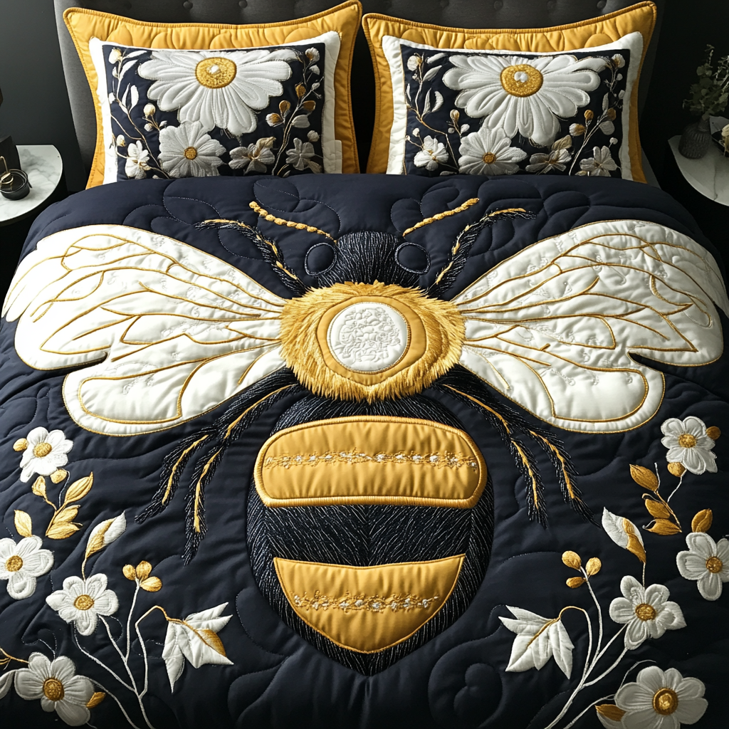 Golden Flight Quilted Bedding Set Duvet Cover Bed Sheet Set Bee Inspired Gifts Golden Flight Quilted Bedding Set Duvet Cover Bed Sheet Set Bee Inspired Gifts