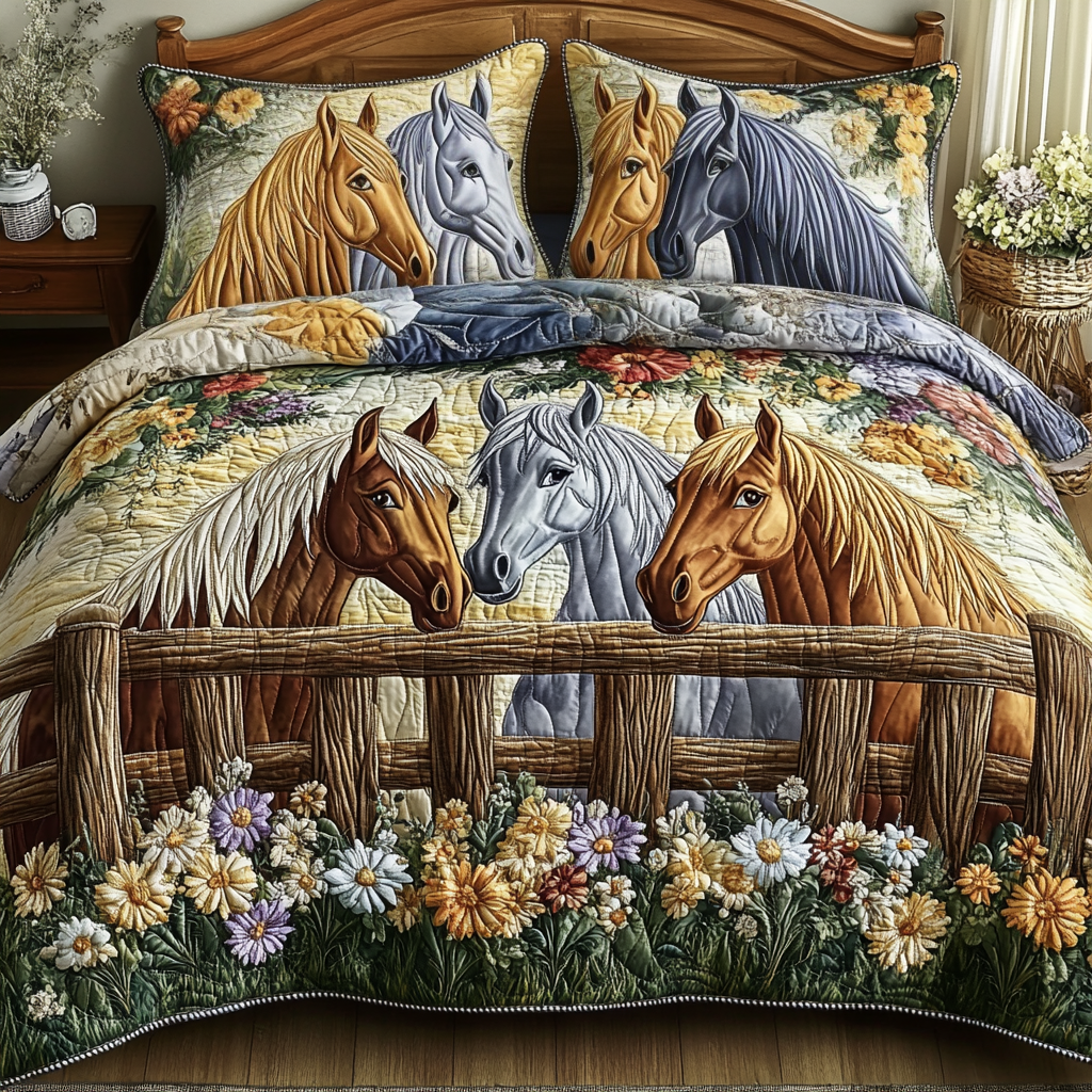 Golden Gallop Quilted Bedding Set Duvet Cover Merch Gifts For Someone Who Likes Horses Golden Gallop Quilted Bedding Set Duvet Cover Merch Gifts For Someone Who Likes Horses