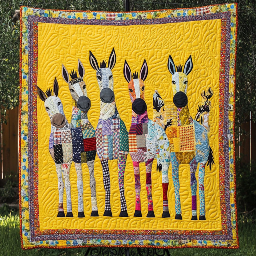 Golden Gallop Quilted Blanket Cute Colorful Blanket Donkey Related Gifts Golden Gallop Quilted Blanket Cute Colorful Blanket Donkey Related Gifts