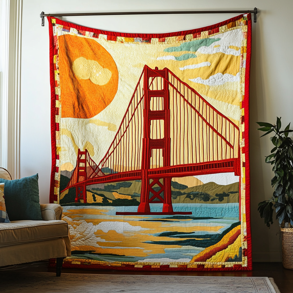 Golden Gate Glow Quilted Blanket Cute Throw Blanket Christmas Present Ideas For Grandma Golden Gate Glow Quilted Blanket Cute Throw Blanket Christmas Present Ideas For Grandma