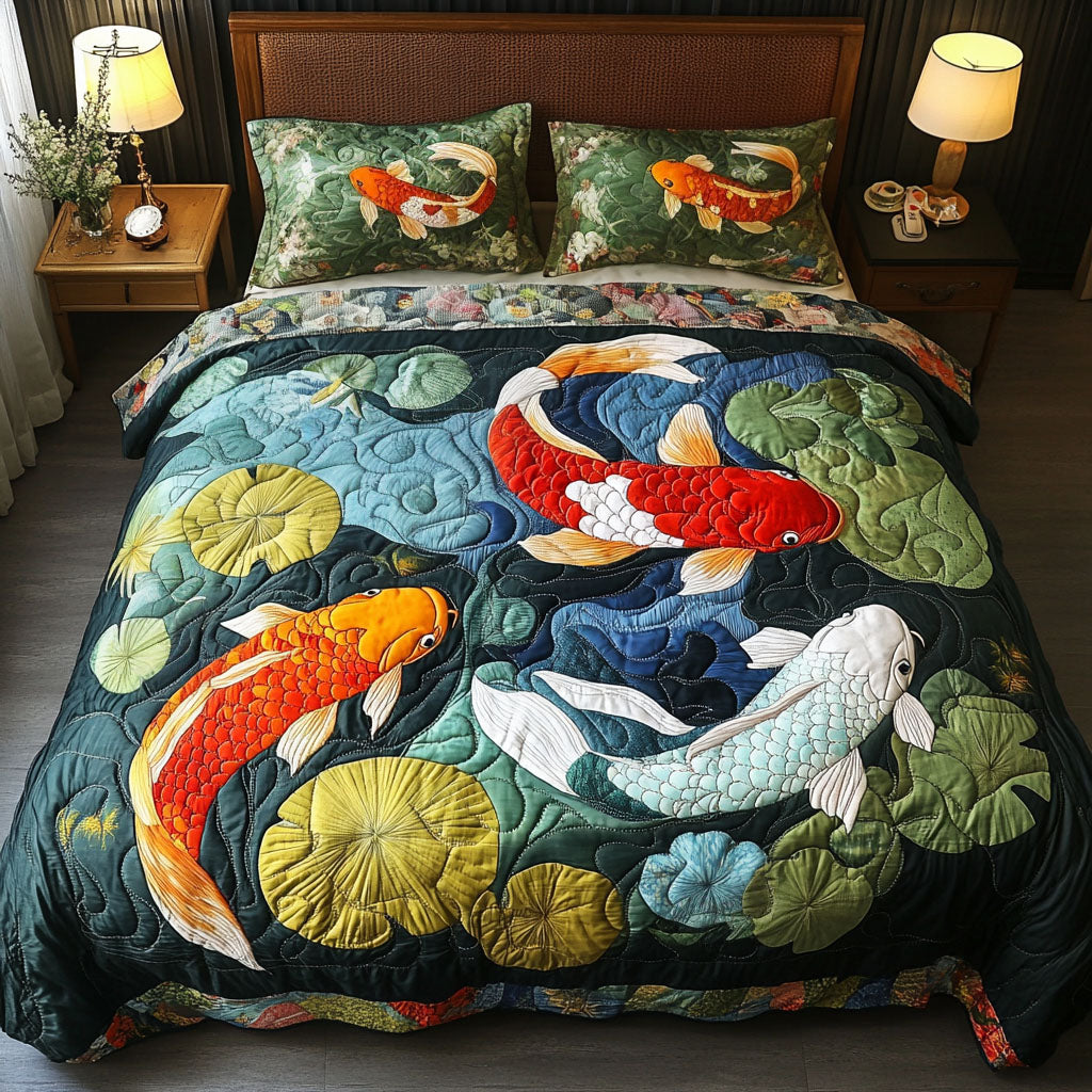 Golden Harmony Quilted Bedding Set Duvet Cover Bedspread Koi Fish Merchandise Gifts Golden Harmony Quilted Bedding Set Duvet Cover Bedspread Koi Fish Merchandise Gifts