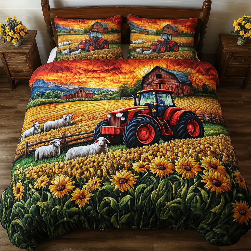 Golden Harvest Quilted Bedding Set Duvet Cover Bedspread Gifts For Tractor Owners Golden Harvest Quilted Bedding Set Duvet Cover Bedspread Gifts For Tractor Owners