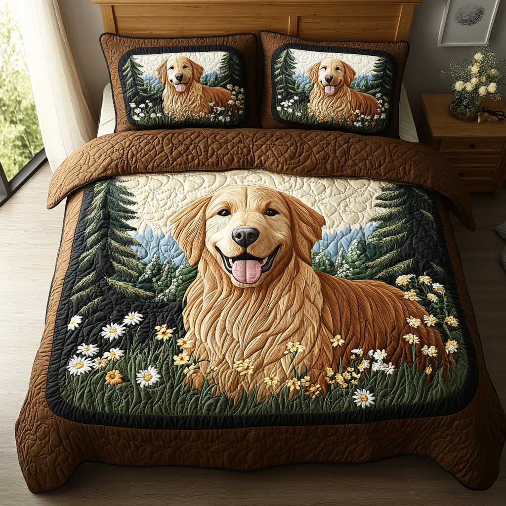 Golden Hearts Quilted Bedding Set Duvet Cover Bed Sheet Set Christmas Gifts For Golden Retriever Lovers Golden Hearts Quilted Bedding Set Duvet Cover Bed Sheet Set Christmas Gifts For Golden Retriever Lovers