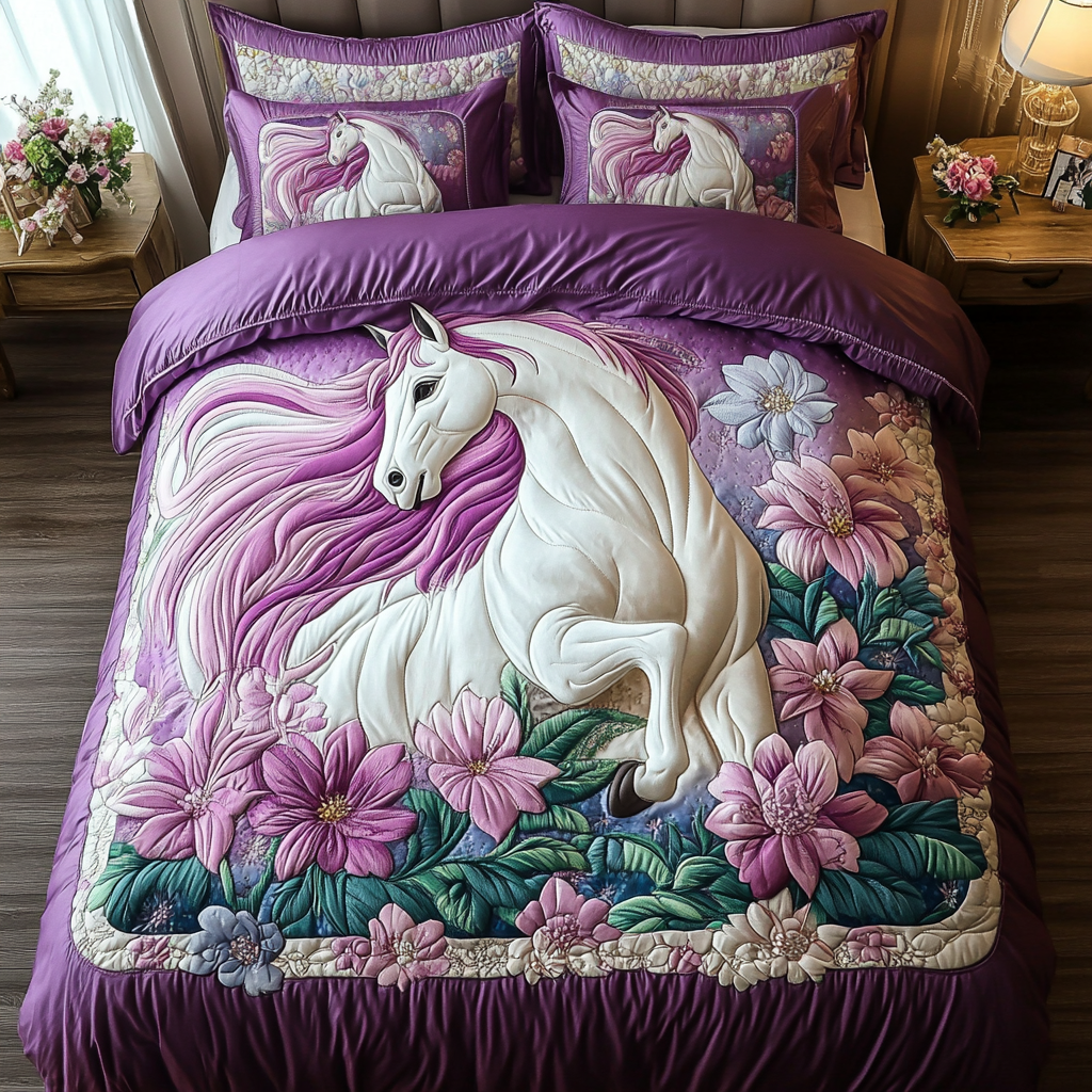 Golden Horse Quilted Bedding Set Duvet Cover Merch Wedding Gift For Horse Lovers Golden Horse Quilted Bedding Set Duvet Cover Merch Wedding Gift For Horse Lovers