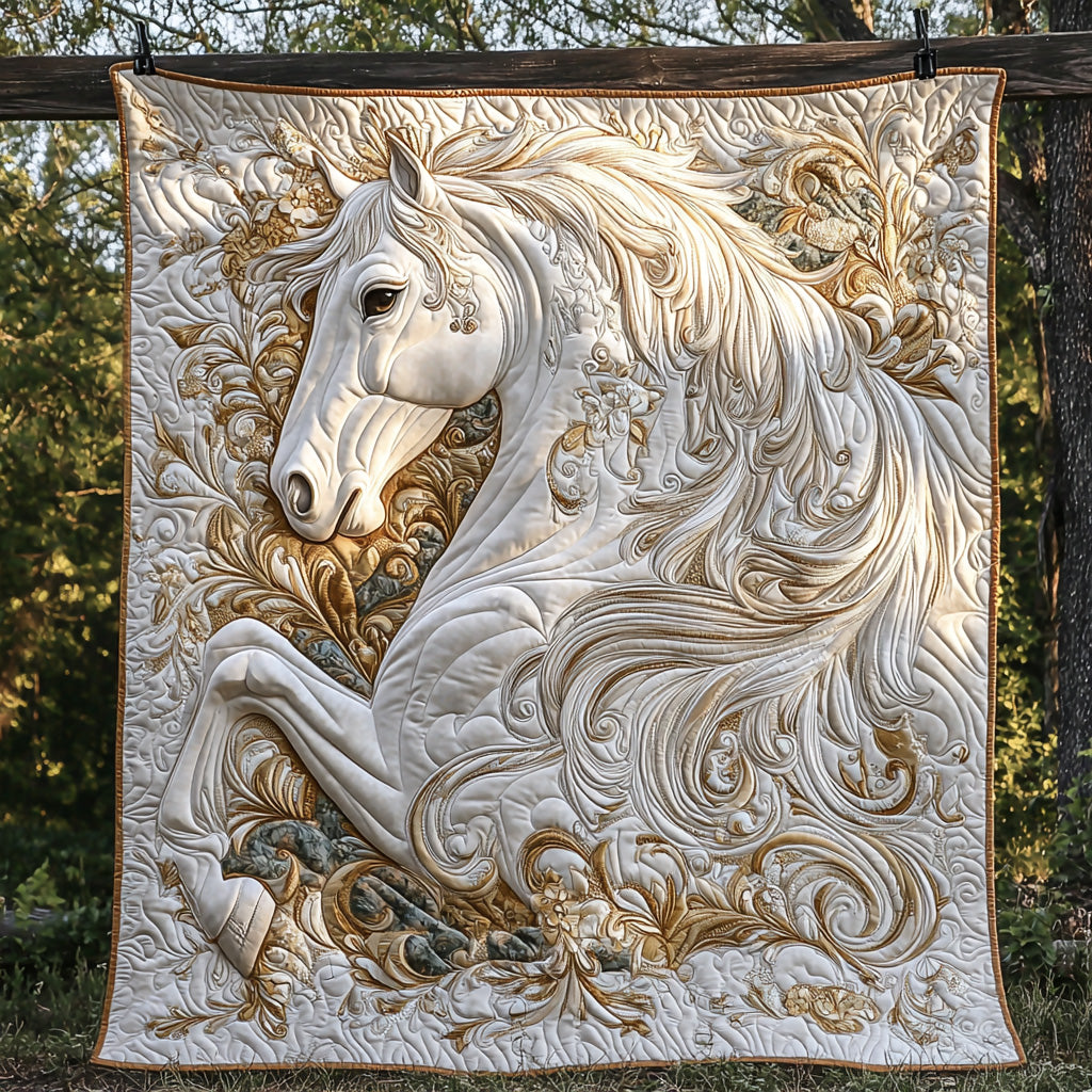 Golden Horse Quilted Blanket Nice Throw Blanket Birthday Present Ideas For Horse Lover