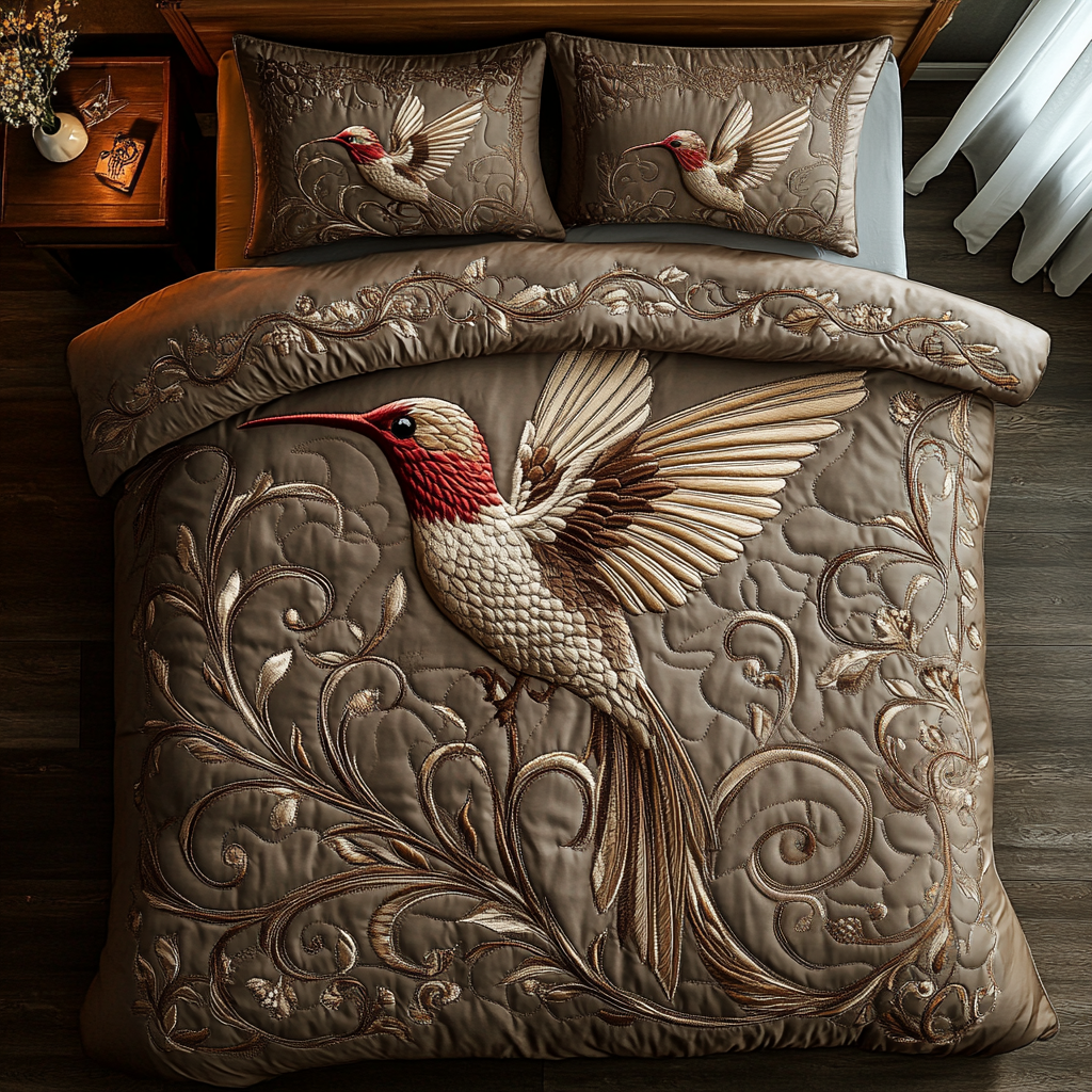 Golden Hummingbird Quilted Bedding Set Duvet Cover Bedspreads Hummingbird Gifts For Grandma Golden Hummingbird Quilted Bedding Set Duvet Cover Bedspreads Hummingbird Gifts For Grandma