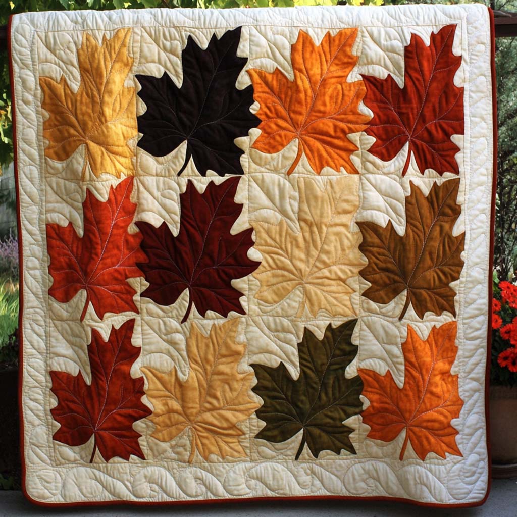 Golden Leaf Dance Quilted Blanket Cute Colorful Blanket Cute Fall Gifts Golden Leaf Dance Quilted Blanket Cute Colorful Blanket Cute Fall Gifts