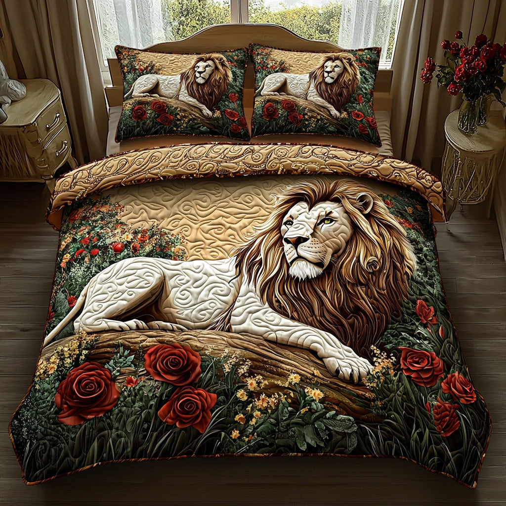Golden Lion Quilted Bedding Set Duvet Cover Merch Good LionThemed Gifts Golden Lion Quilted Bedding Set Duvet Cover Merch Good LionThemed Gifts