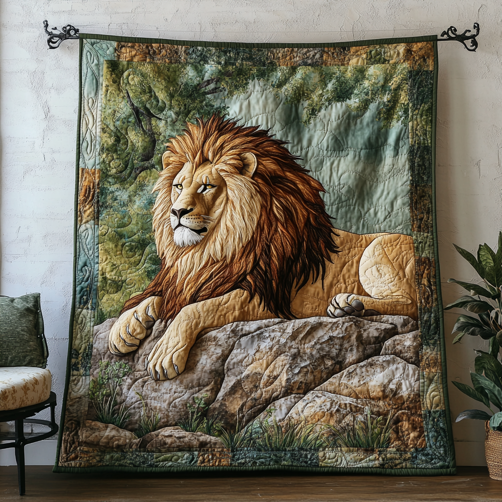 Golden Lion Quilted Blanket Nice Throw Blanket Best Lion Gifts For Him Golden Lion Quilted Blanket Nice Throw Blanket Best Lion Gifts For Him