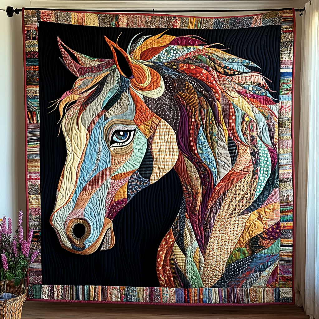 Golden Mane Quilted Blanket Cute Colorful Blanket Gifts For Horse People