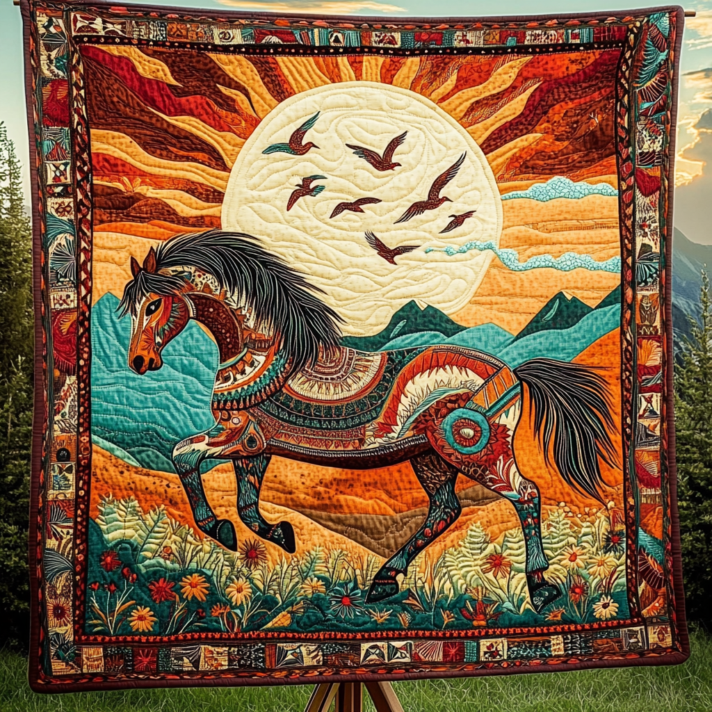 Golden Mane Quilted Blanket Cute Colorful Blanket Horse Christmas Presents Golden Mane Quilted Blanket Cute Colorful Blanket Horse Christmas Presents