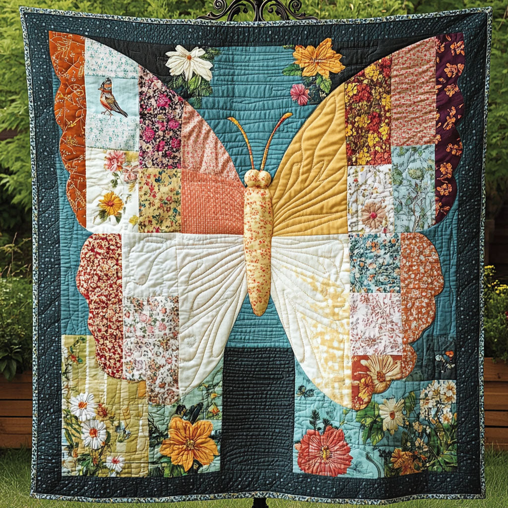 Golden Meadow Quilted Blanket Cute Colorful Blanket Butterfly Themed Presents Golden Meadow Quilted Blanket Cute Colorful Blanket Butterfly Themed Presents