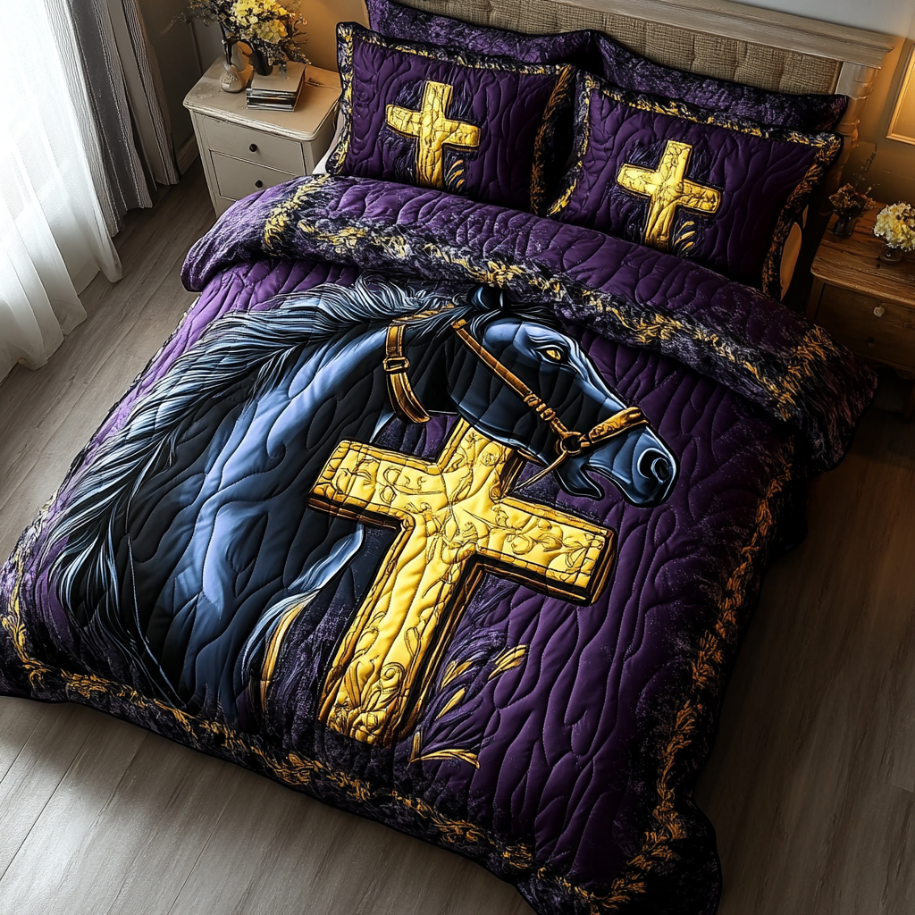 Golden Path Quilted Bedding Set Duvet Cover Merch Good Gifts For Horse Owners Golden Path Quilted Bedding Set Duvet Cover Merch Good Gifts For Horse Owners