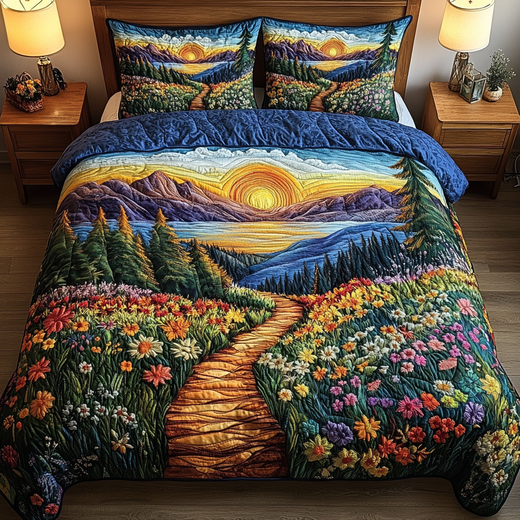 Golden Peaks Quilted Bedding Set Duvet Cover Bed Sheet Set Gifts For Forestry Majors
