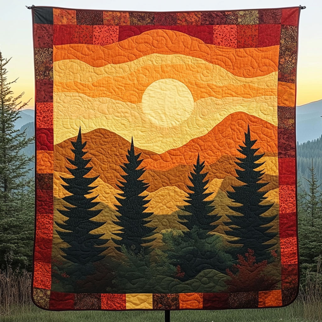 Golden Pine Sunset Quilted Blanket Cute Colorful Blanket Christmas Gift Ideas For Wife Golden Pine Sunset Quilted Blanket Cute Colorful Blanket Christmas Gift Ideas For Wife