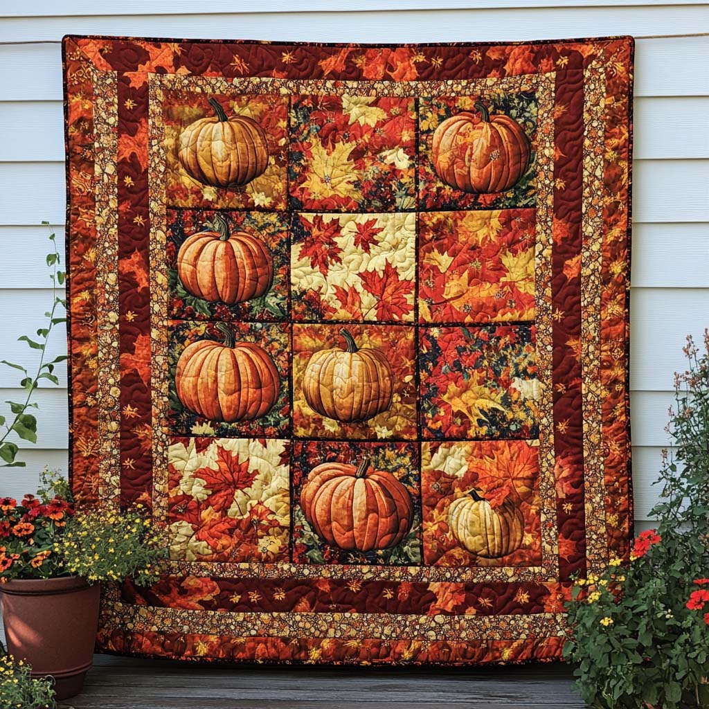 Golden Pumpkin Lane Quilted Blanket Cute Colorful Blanket Cool Fall Gifts Golden Pumpkin Lane Quilted Blanket Cute Colorful Blanket Cool Fall Gifts