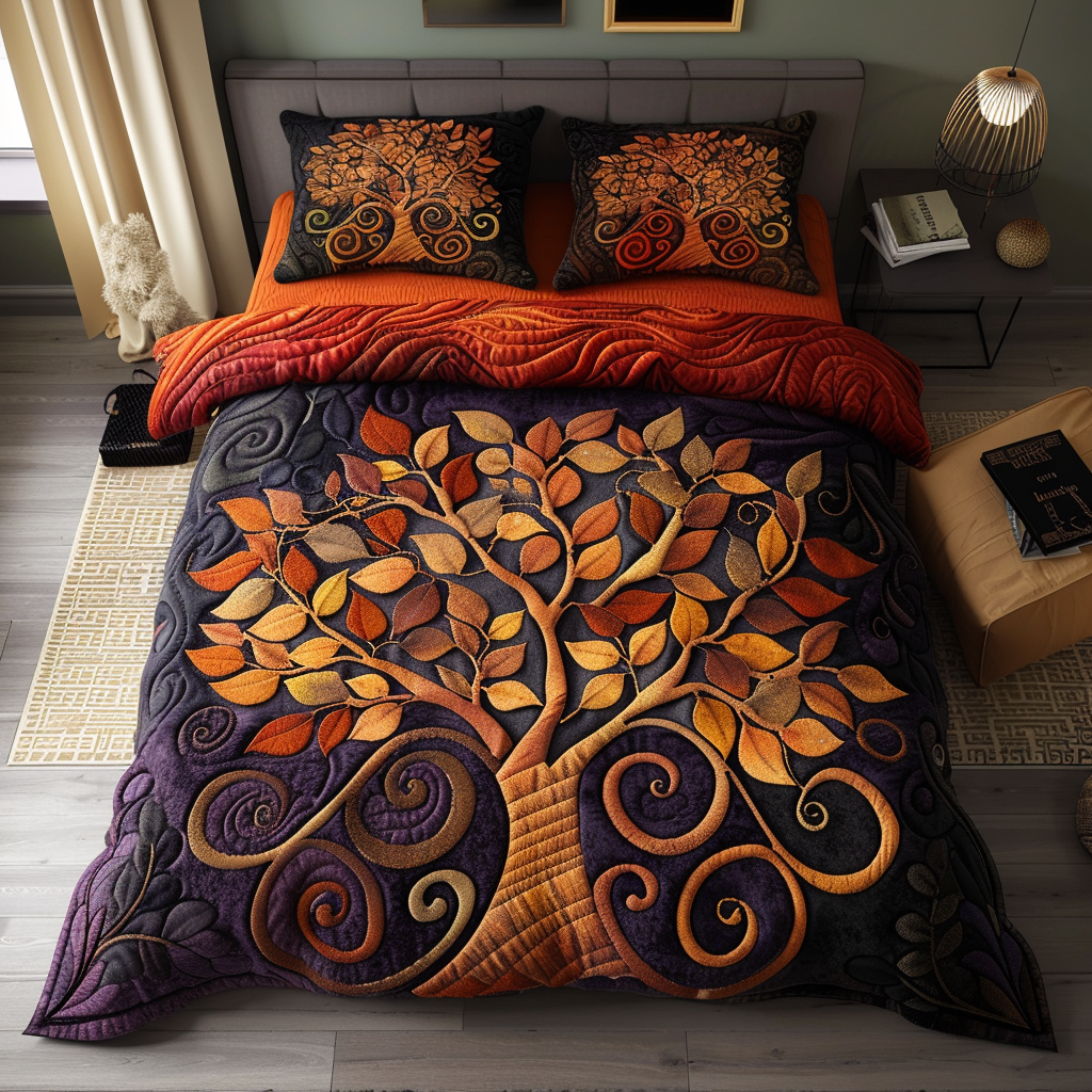 Golden Root Tree Quilted Bedding Set Duvet Cover Bedspreads Tree Of Life Themed Gifts Golden Root Tree Quilted Bedding Set Duvet Cover Bedspreads Tree Of Life Themed Gifts