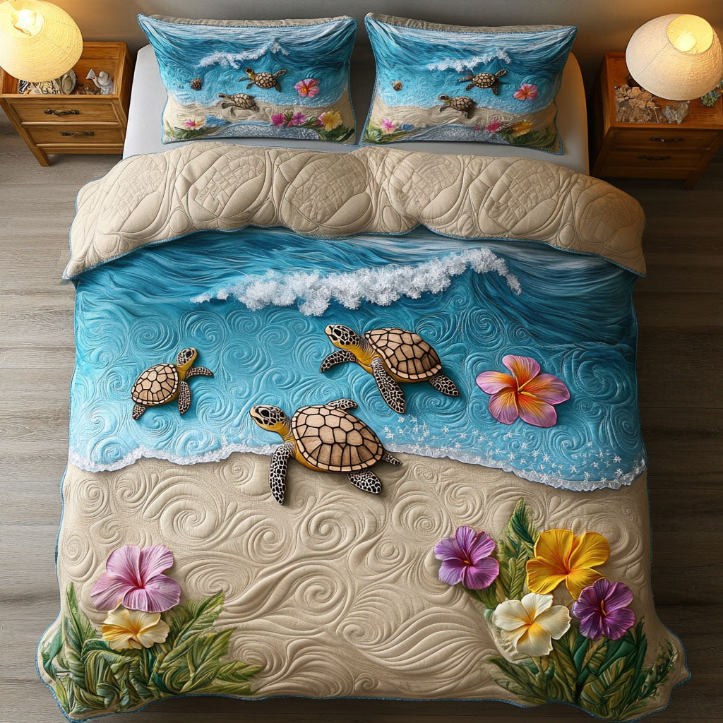 Golden Tides Quilted Bedding Set Duvet Cover Bedspreads Christmas Presents For Sea Turtle Lovers Golden Tides Quilted Bedding Set Duvet Cover Bedspreads Christmas Presents For Sea Turtle Lovers