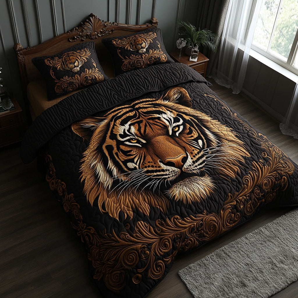 Golden Tiger Quilted Bedding Set Duvet Cover Bed Sheet Set Tiger Gifts For Adults Golden Tiger Quilted Bedding Set Duvet Cover Bed Sheet Set Tiger Gifts For Adults